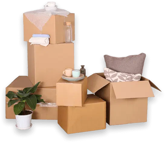 scatoloni con oggetti personali per trasloco europeo
